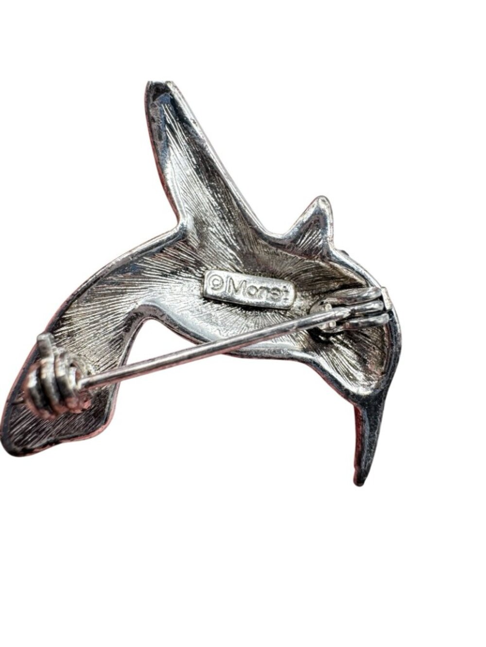 Monet Hummingbird Brooch Pin Silver Tone Pave Purple Blue Green Rhinestones 1" - Picture 16 of 16